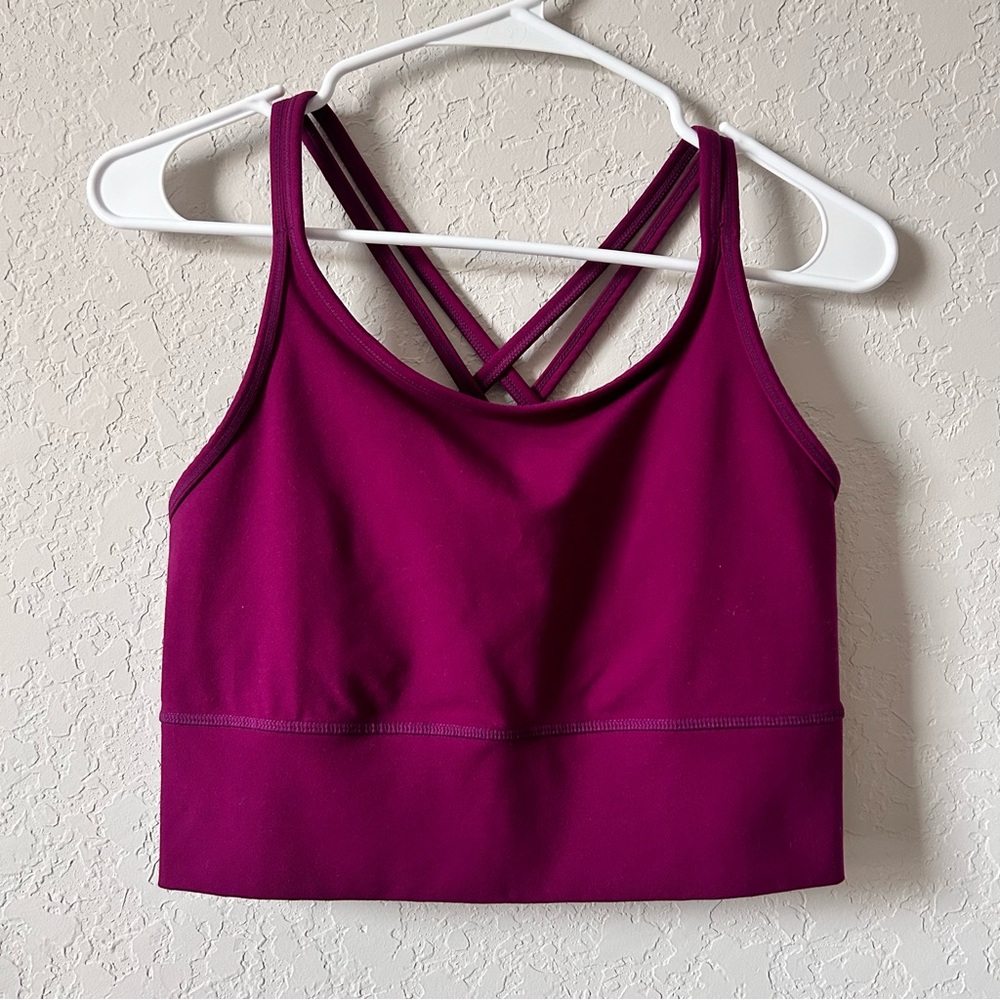 GapFit Exotic Fuchsia GFast Longline Crisscross Back Sports Bra